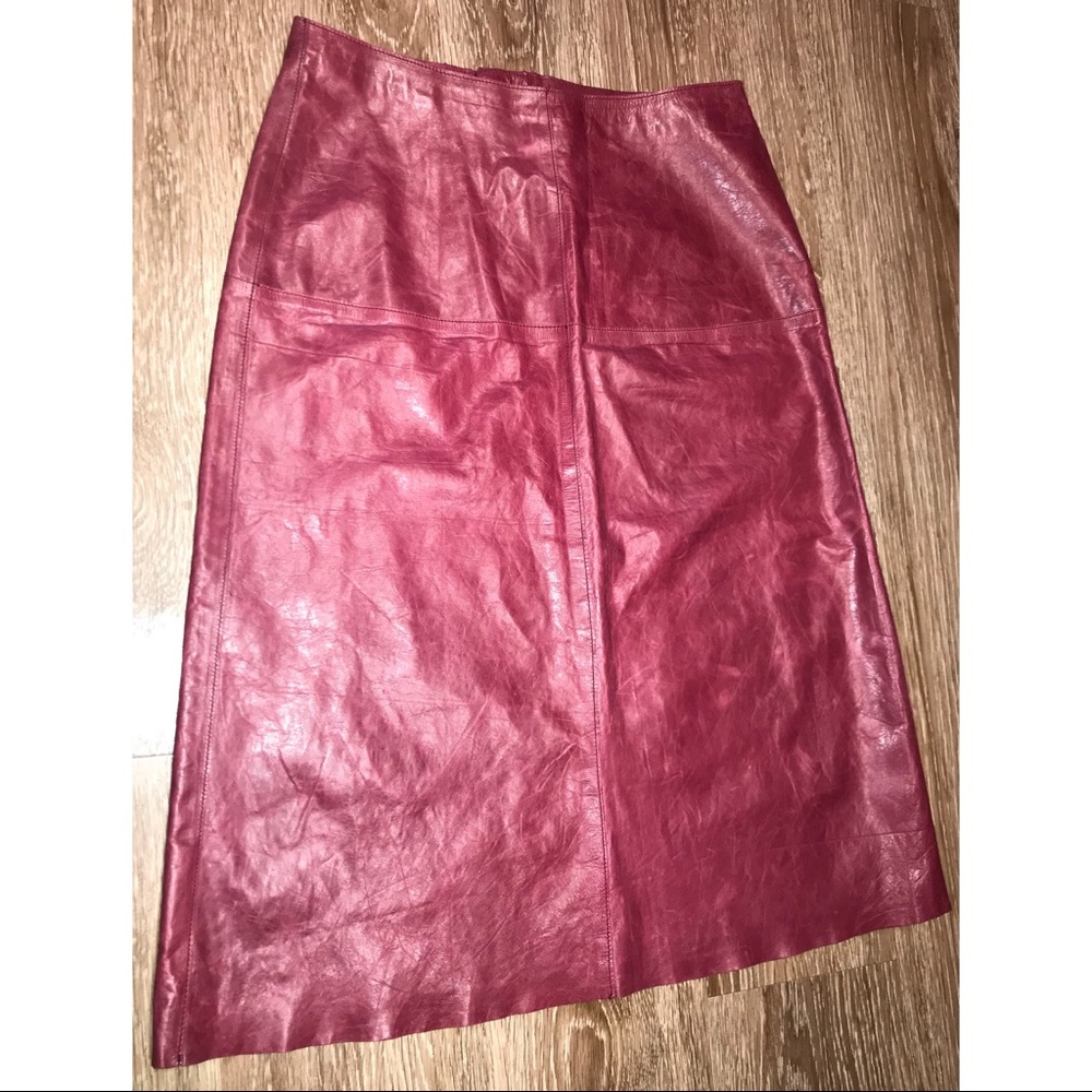 Banana Republic Oxblood Red Leather Pencil Skirt